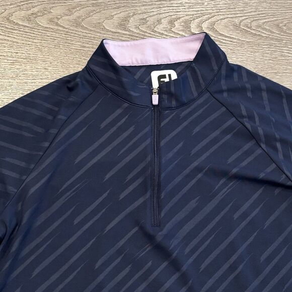 FootJoy Sweater Womens M Blue 1/4 Zip Golf Tennis Performance Preppy AOP - Picture 3 of 9
